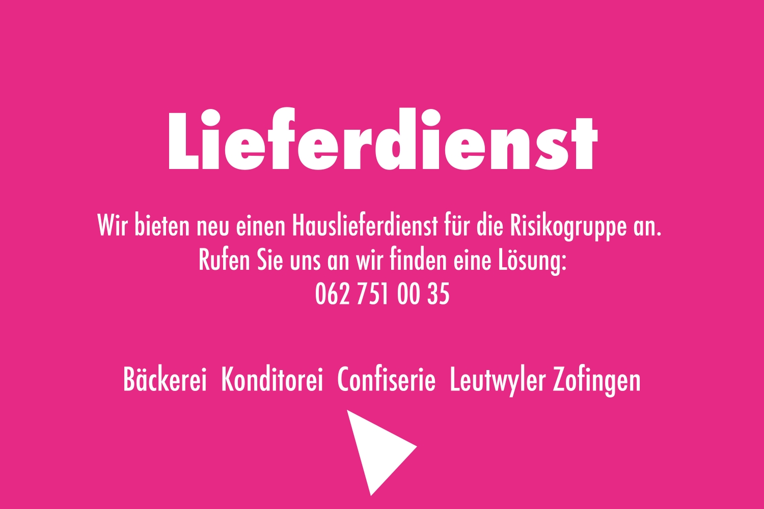 lieferdienst Bäckerei Konditorei Confiserie Leutwyler